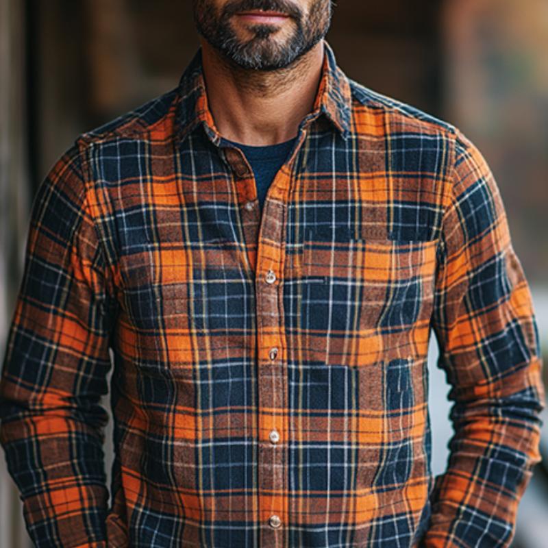 Men's Classic Casual Brushed Plaid Long Sleeve Shirt 9882787512504