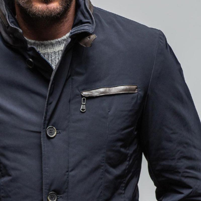 Men's Retro Casual Solid Color Patchwork Padded Zipper Jacket 9261111017656