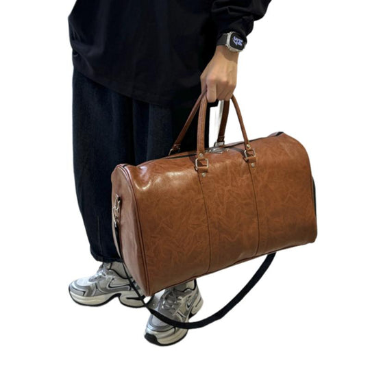 Men's Vintage Large Capacity Leather Sports Fitness Travel Bag 9882789609656