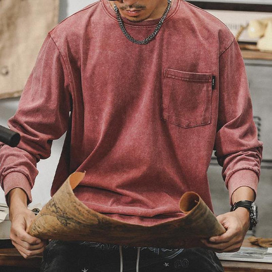 Men's Classic American Retro Cotton Long Sleeve T-Shirt 9261140967608