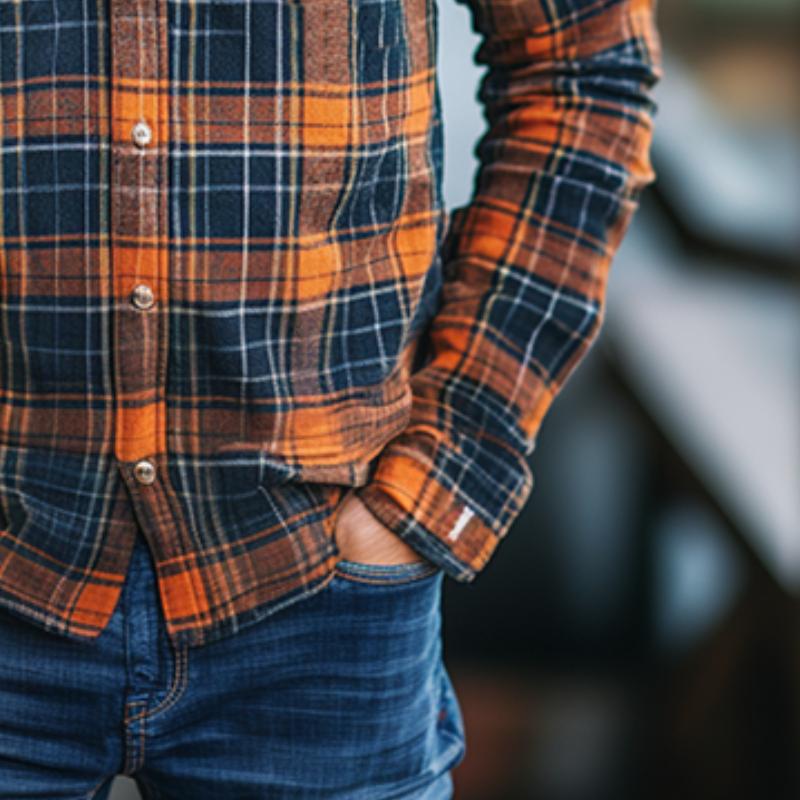 Men's Classic Casual Brushed Plaid Long Sleeve Shirt 9882787512504