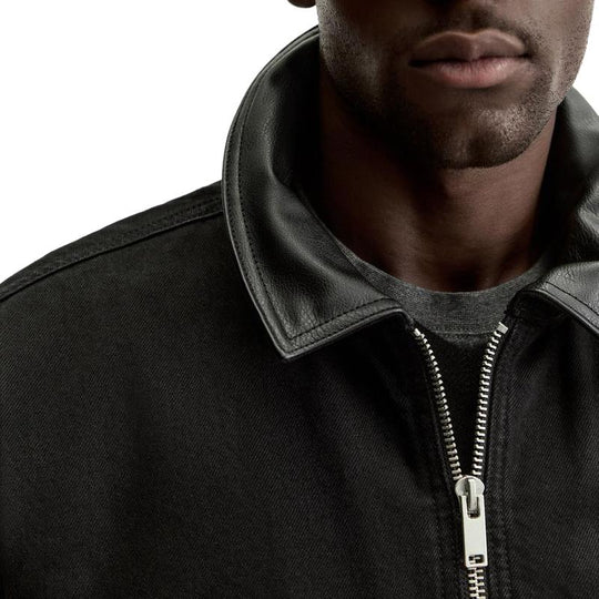 Men's Lapel Zipper Denim Jacket 9886819483832