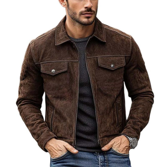 Men's Classic Casual Slim Fit Suede Jacket 9877641789624