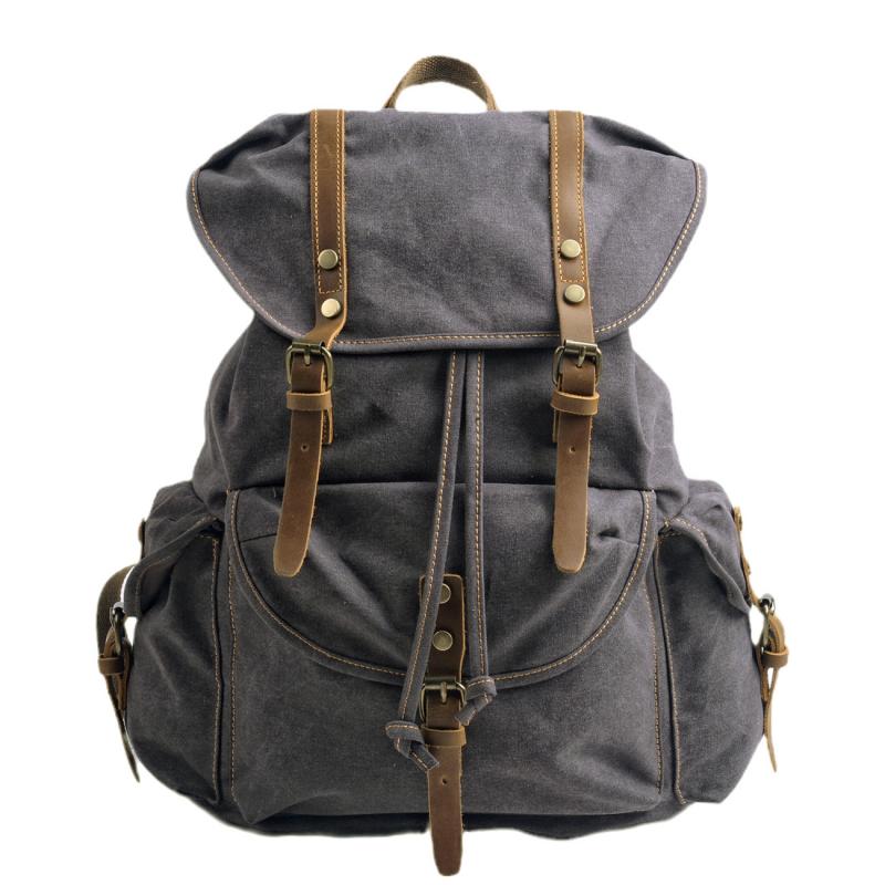 Men's Retro Outdoor Large Capacity Multi-Pocket Canvas Backpack 9262190526648