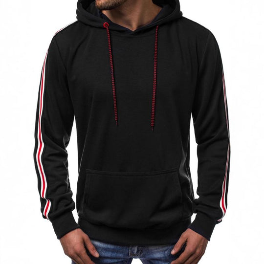 Men's Retro Casual Striped Print Hooded Long Sleeve T-Shirt 9261141360824