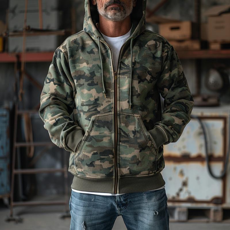 Men's Camouflage Print Hooded Sweatshirt Jacket 9261080805560