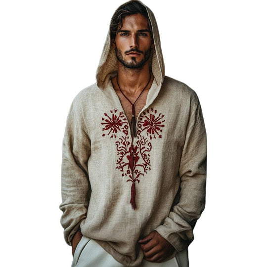 Men's Vintage Casual Embroidered Hoodie 9877215445176