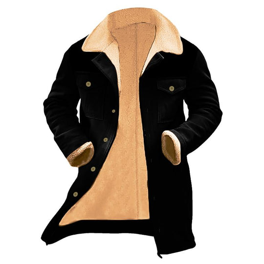 Men's Solid Color Printed Button Patchwork Coat 9261105971384