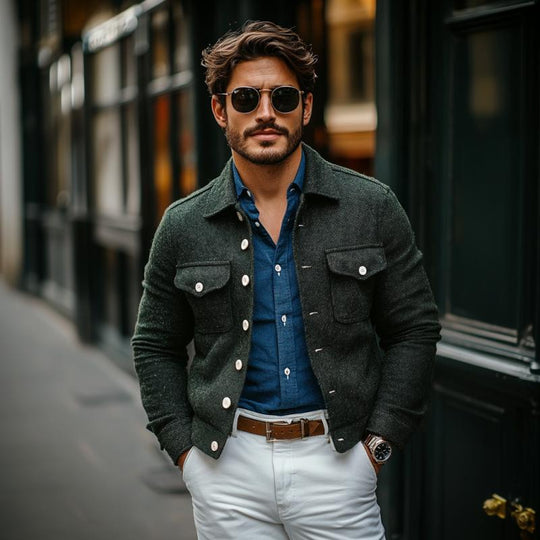 Men's Casual Wool Lapel Single-breasted Slim-fit Jacket 9880236785848
