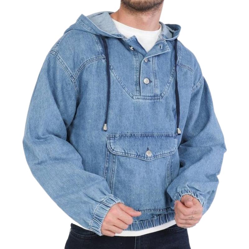 Men's Loose Casual Denim Hoodie 9883357806776