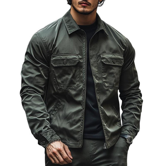 Men's Fashion Outdoor Waterproof Solid Color Lapel Zipper Jacket 9880237867192