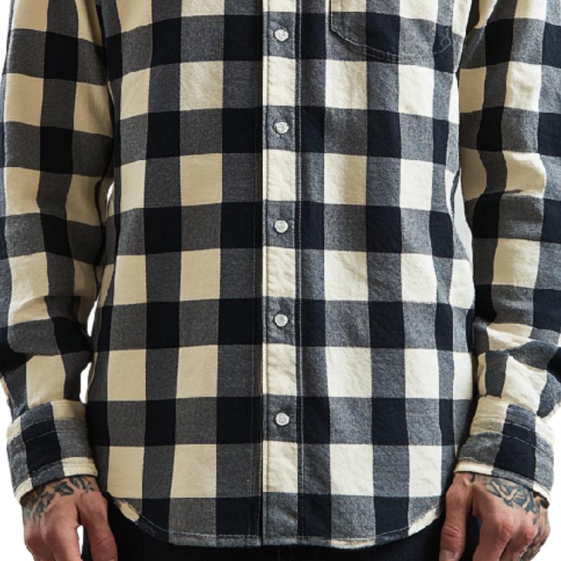 Men's Versatile Lapel Plaid Long Sleeve Shirt 9888004571320