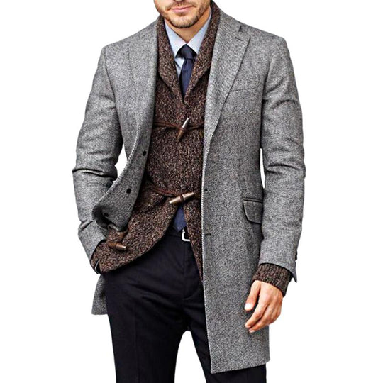 Men's Retro Casual Single Breasted Mid-Length Coat 9261111279800