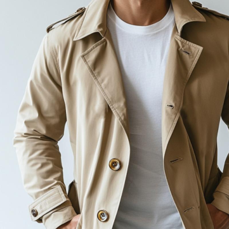 Men's Fashion Lapel Single Breasted Mid-Length Trench Coat 9888005390520