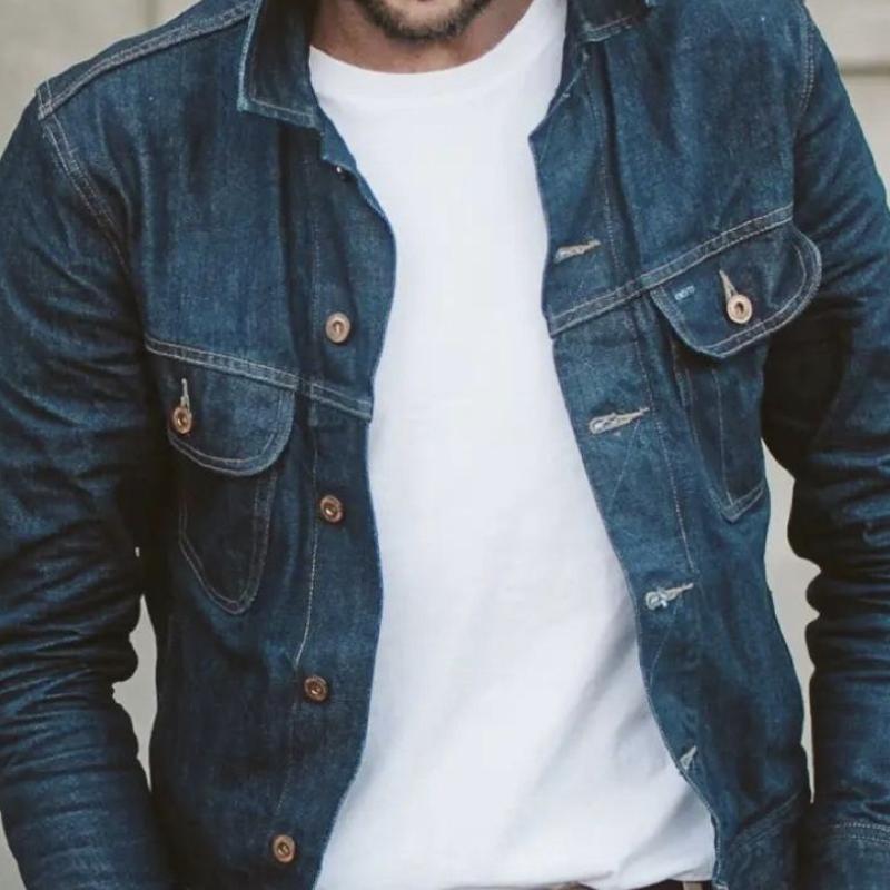 Men's Fashion Lapel Multi-Pocket Pockets Denim Jacket 9886816698552