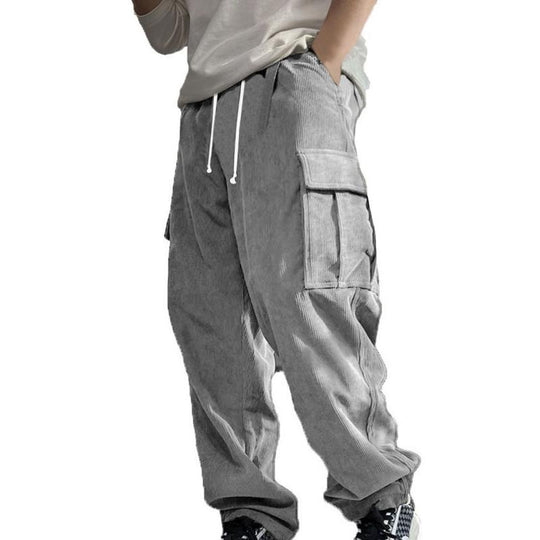 Men's Solid Corduroy Loose Pocket Cargo Pants 9261766639800