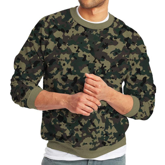 Men's Retro Casual Camouflage Print Crew Neck Sweatshirt 9261142212792