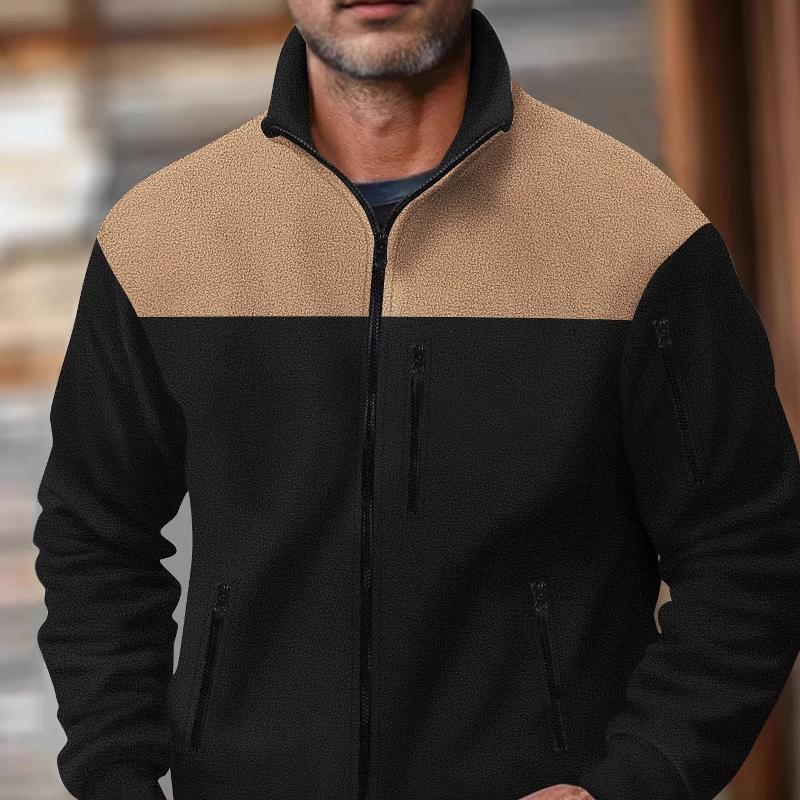 Men's Colorblock Polar fleece Multi-pocket Zipper Jacket 9879142138040