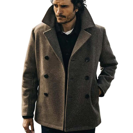 Men's Notch Lapel Double-breasted Short Coat 9261107282104