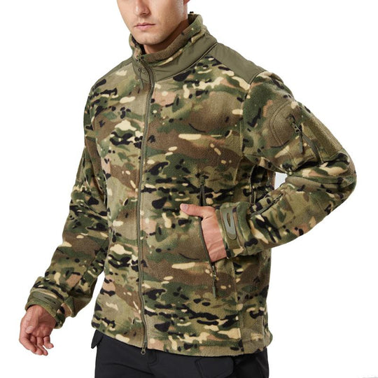 Men's Stand Collar Outdoor Sports Camouflage Fleece Jacket 9261111378104