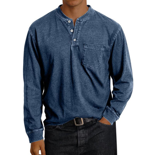 Men's Casual Printed Button-Down Long Sleeve T-Shirt 9261142933688