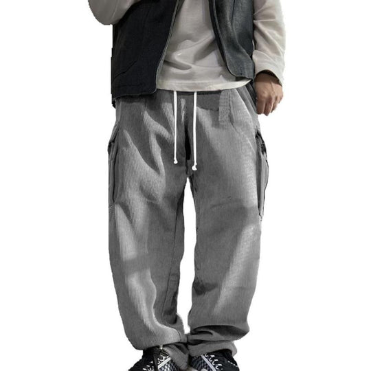 Men's Solid Corduroy Loose Pocket Cargo Pants 9261766639800