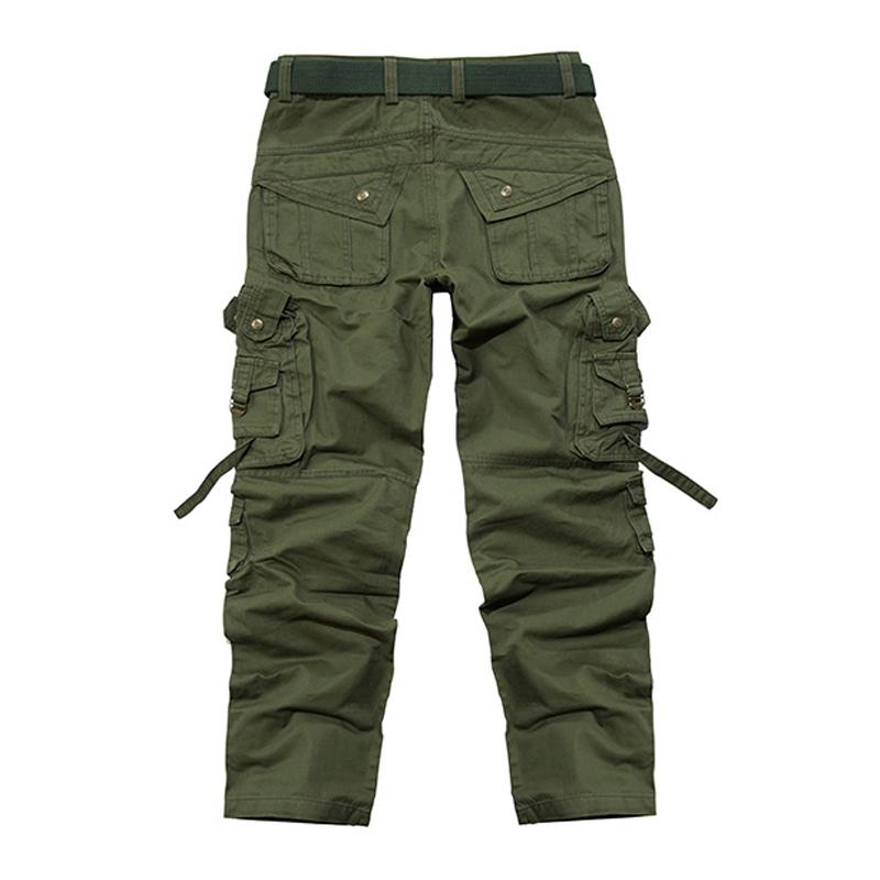 Men's Solid Cotton Multi-pocket Straight Cargo Pants 9261768278200