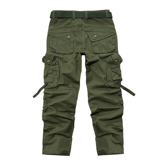 Men's Solid Cotton Multi-pocket Straight Cargo Pants 9261768278200