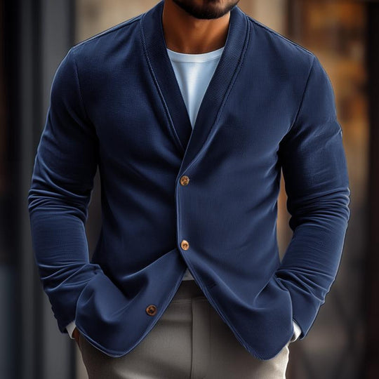 Men's Fashion Solid Color Corduroy V Neck Single Breasted Jacket 9886818566328