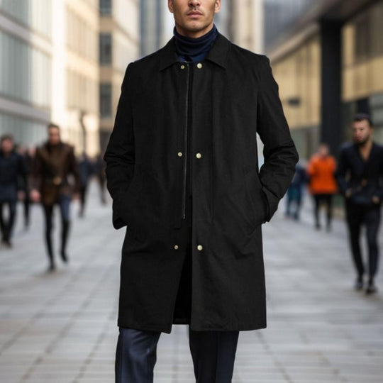 Men's Solid Color Simple Mid-Length Trench Coat 9261106299064