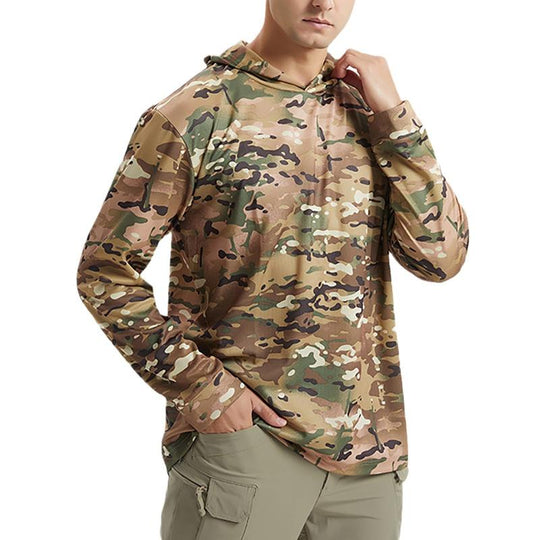 Men's Casual Outdoor Camouflage Quick-drying Long-sleeved Hooded T-shirt 9261144309944