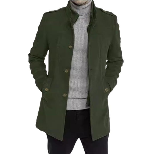 Men's Stand Collar Solid Color Zipper Jacket Fake Two-Piece Coat 9261104169144