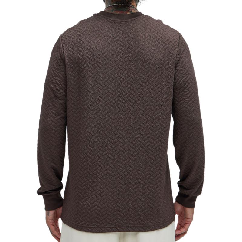 Men's Casual Loose Round Neck 3D Embossed Long Sleeve Sweatshirt 9883356889272