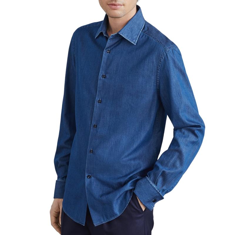 Men's Stylish Lapel Long Sleeve Shirt 9879143121080