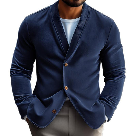 Men's Fashion Solid Color Corduroy V Neck Single Breasted Jacket 9886818566328