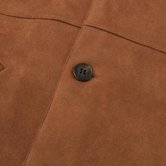 Men's Mid-length Lapel Suede Double-breasted Coat 9261106954424