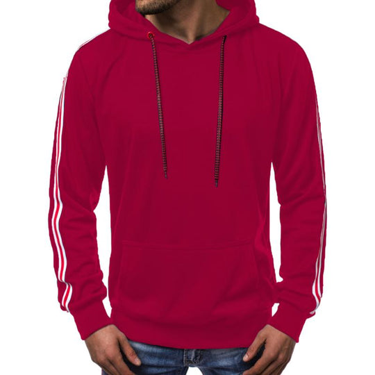 Men's Retro Casual Striped Print Hooded Long Sleeve T-Shirt 9261141360824
