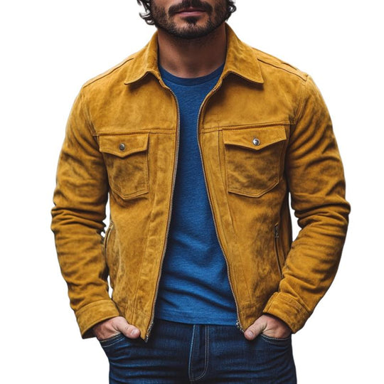 Men's Classic Casual Multi-Pocket Suede Jacket 9888007356600