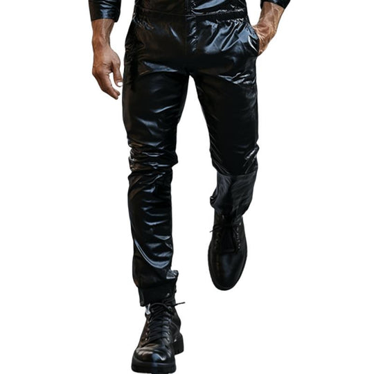 Men's Classic Casual Slim Fit Leather Pants 9887361728696