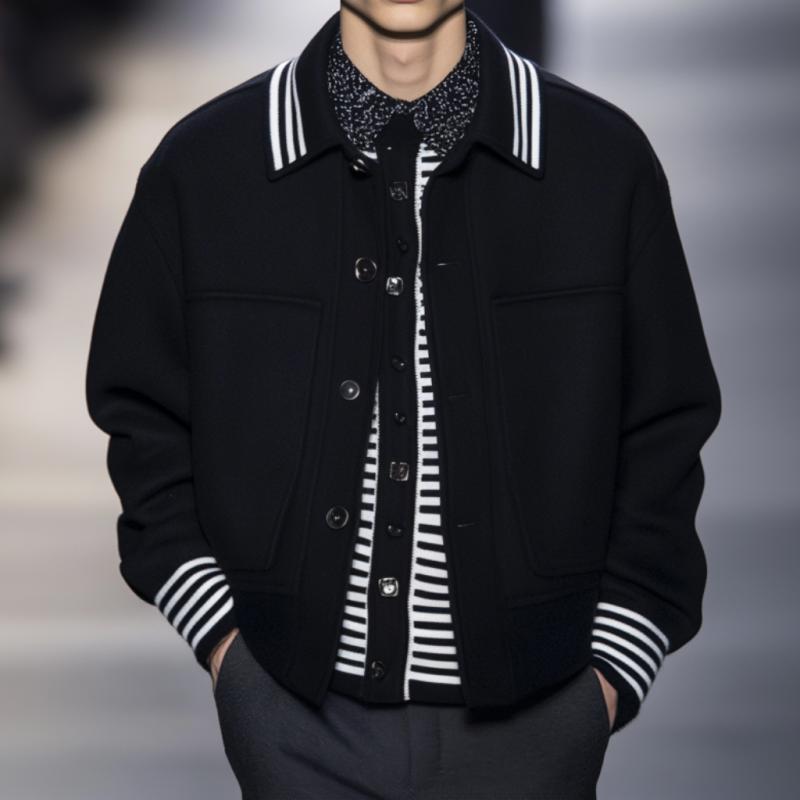 Men's Casual Lapel Single-breasted Loose Baseball Jacket 9880236982456
