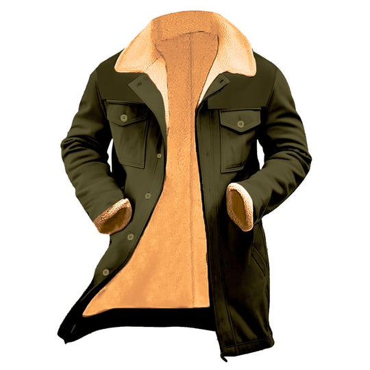 Men's Solid Color Printed Button Patchwork Coat 9261105971384