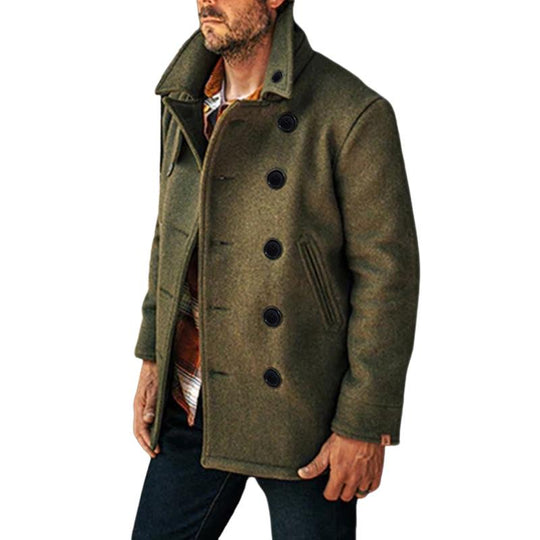 Men's British Style Solid Color Woolen Coat 9261105021112