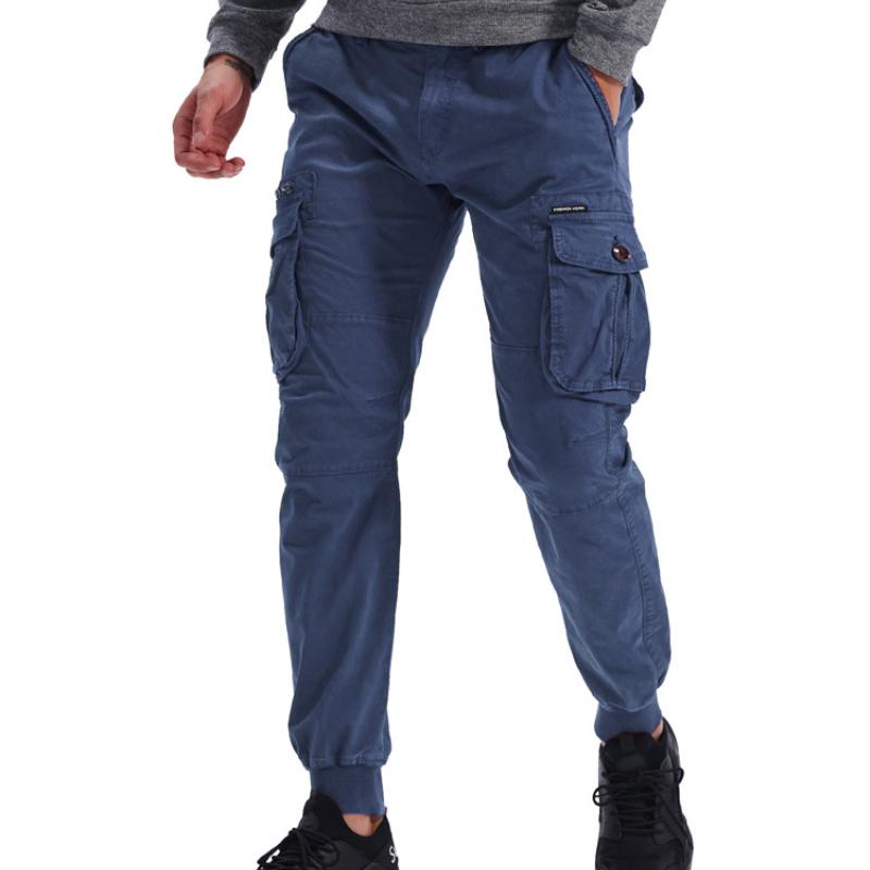 Men's Classic Casual Multi-Pocket Elastic Waist Cuff Pants 9261768409272