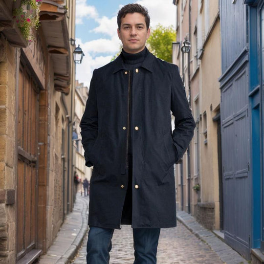 Men's Solid Color Simple Mid-Length Trench Coat 9261106299064