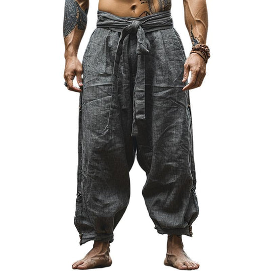Men's Retro Casual Linen Breathable Loose Long Pants 9887363137720