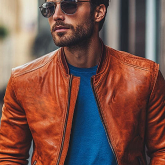 Men's Classic Fashion Casual Slim Fit Leather Jacket 9882787152056