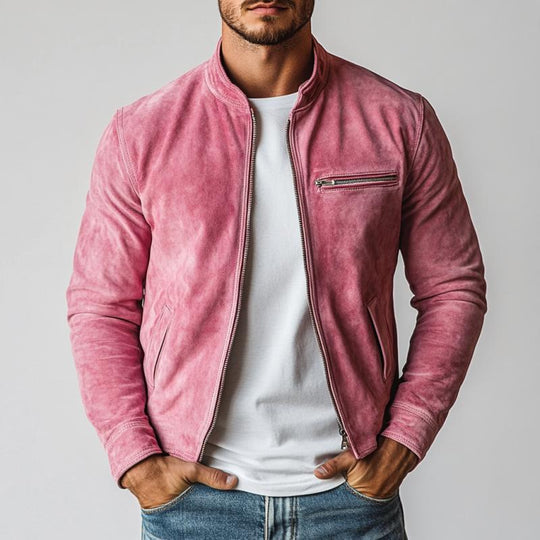 Men's Fashion Suede Stand Collar Multi-Pocket Jacket 9886816633016