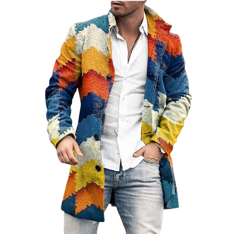 Men's Stand Collar Mid-length Woolen Coat 9261107118264