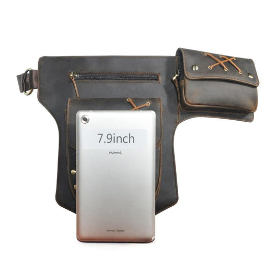 Men's Classic Retro Personality Outdoor  Leather  Waist Bag 9879143350456