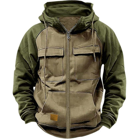 Men's Casual Colorblock Raglan Sleeve Hooded Sweatshirt Jacket 9261082181816